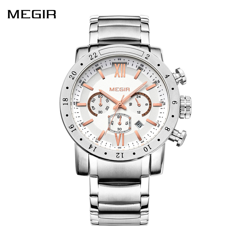 Smartwatch Digital Watches For Men - Megir relógios casuais de aço inoxidável