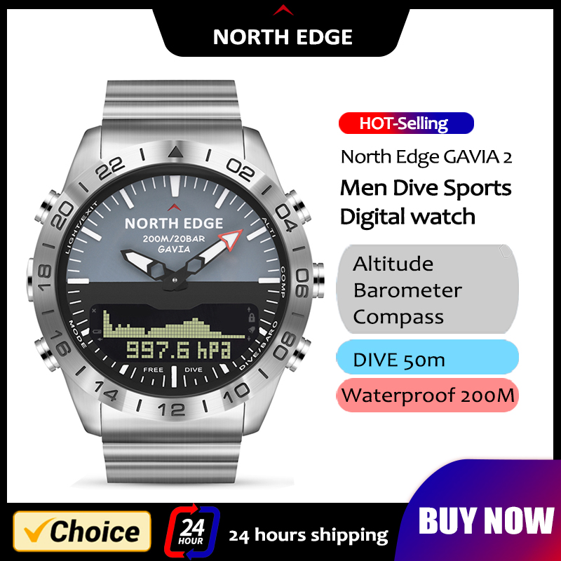 Smartwatch Army Watches For Men - North edge relógio de mergulho masculino