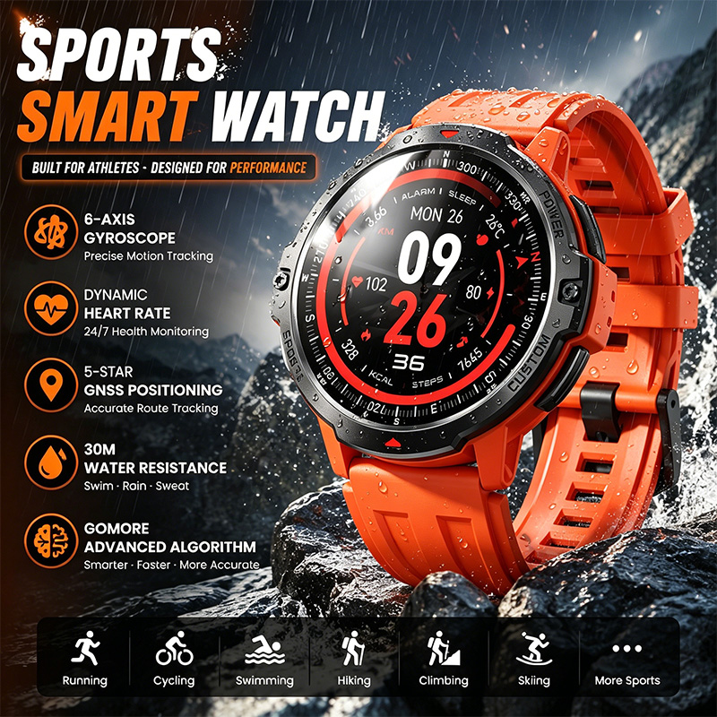 Smartwatch Timex Watches For Men - Relógio esportivo inteligente com posicionamento GNSS,