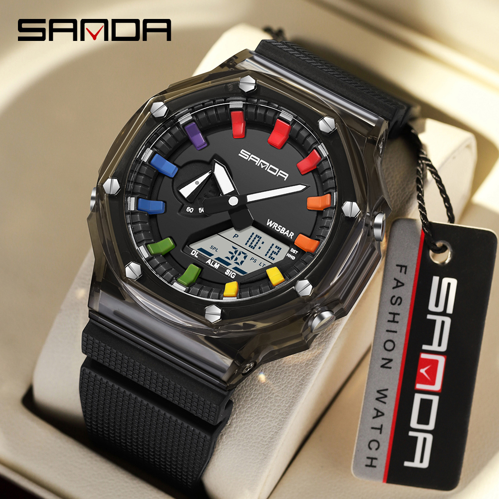 Smartwatch Army Watches For Men - Sanda 3341digital led relógio masculino militar
