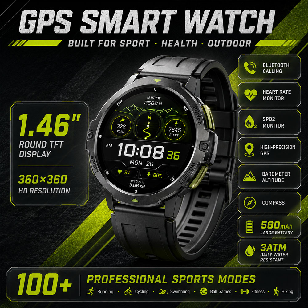 Smartwatch Timex Watches For Men - NOVO Smartwatch Militar GPS 3ATM à