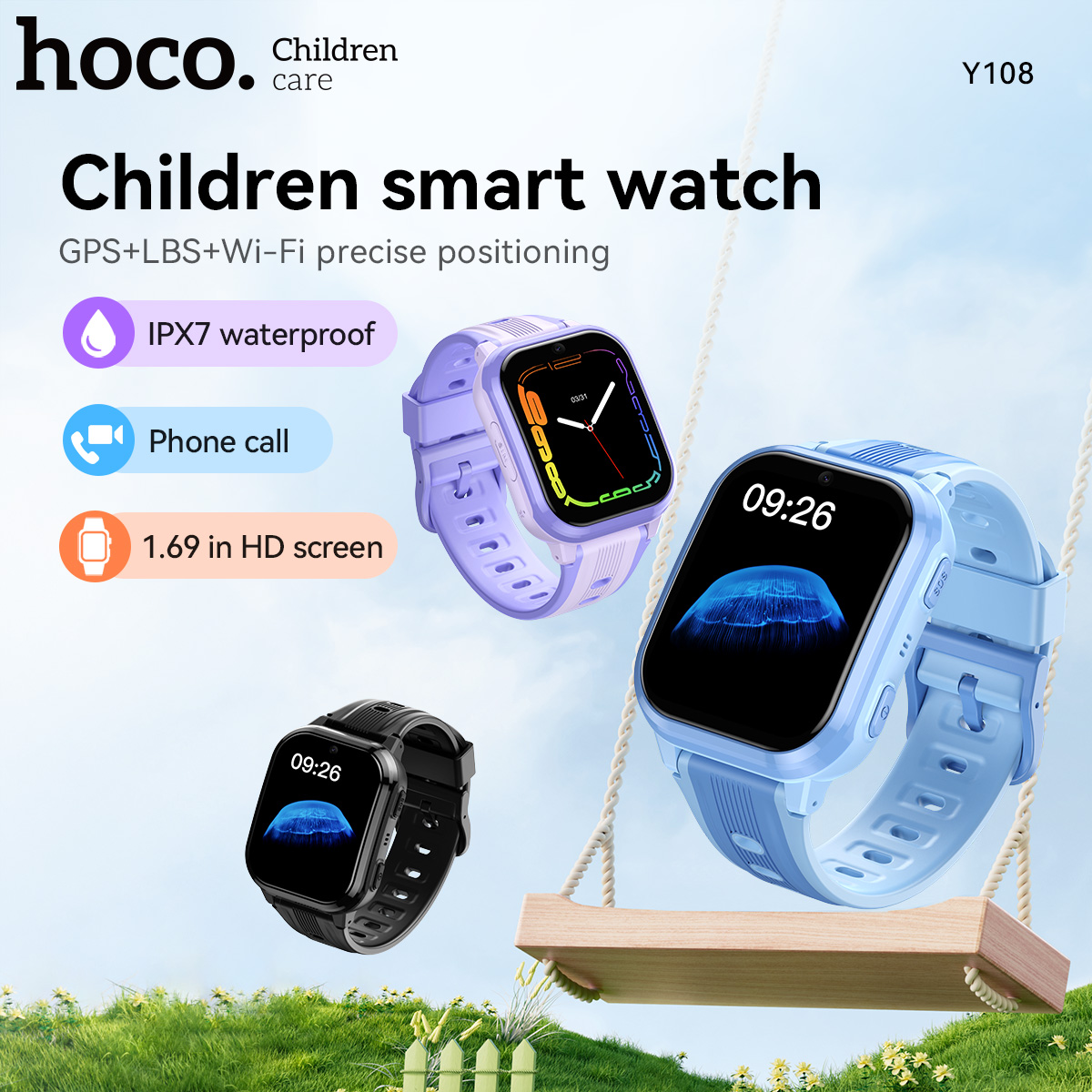 Smartwatch Watches For Kid Boy With Alarm - Relógio inteligente infantil HOCO Y108 com