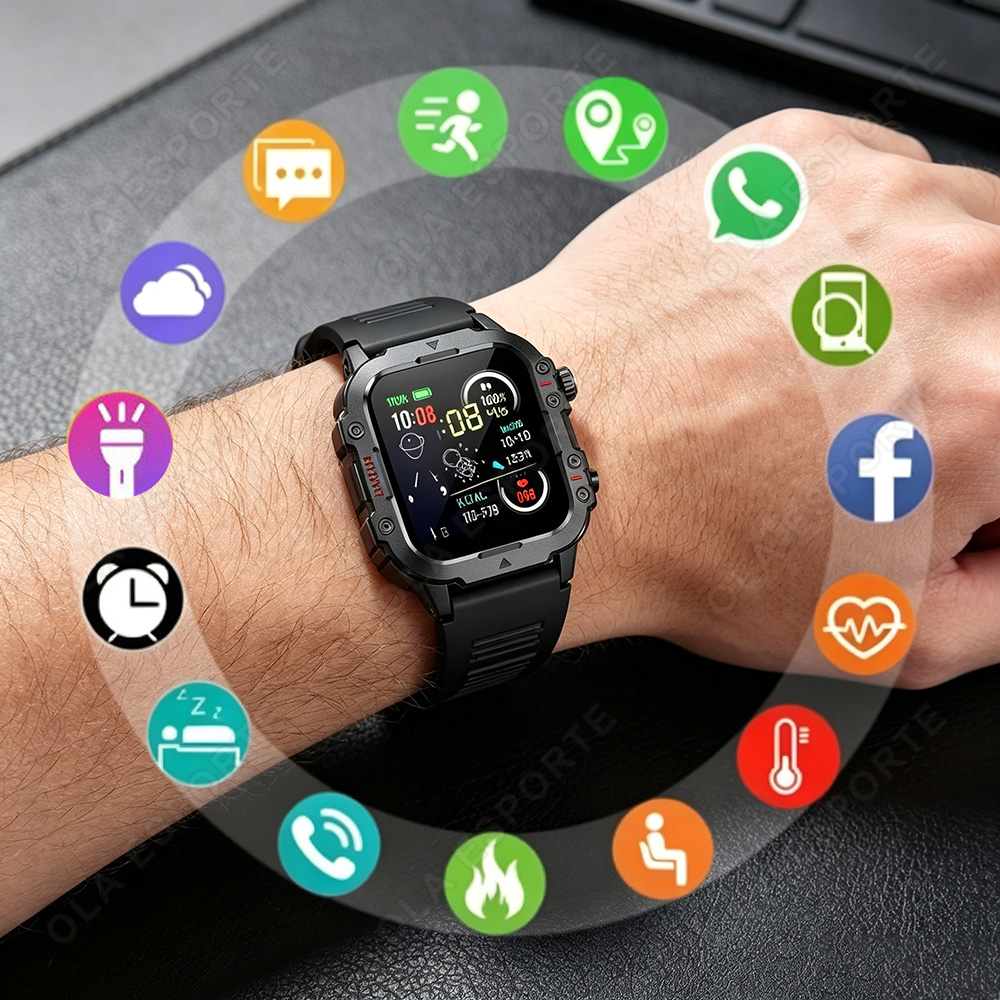 Relógio Inteligente Militar Ro - Smartwatch Rugged Watches For Men avaliação e preço