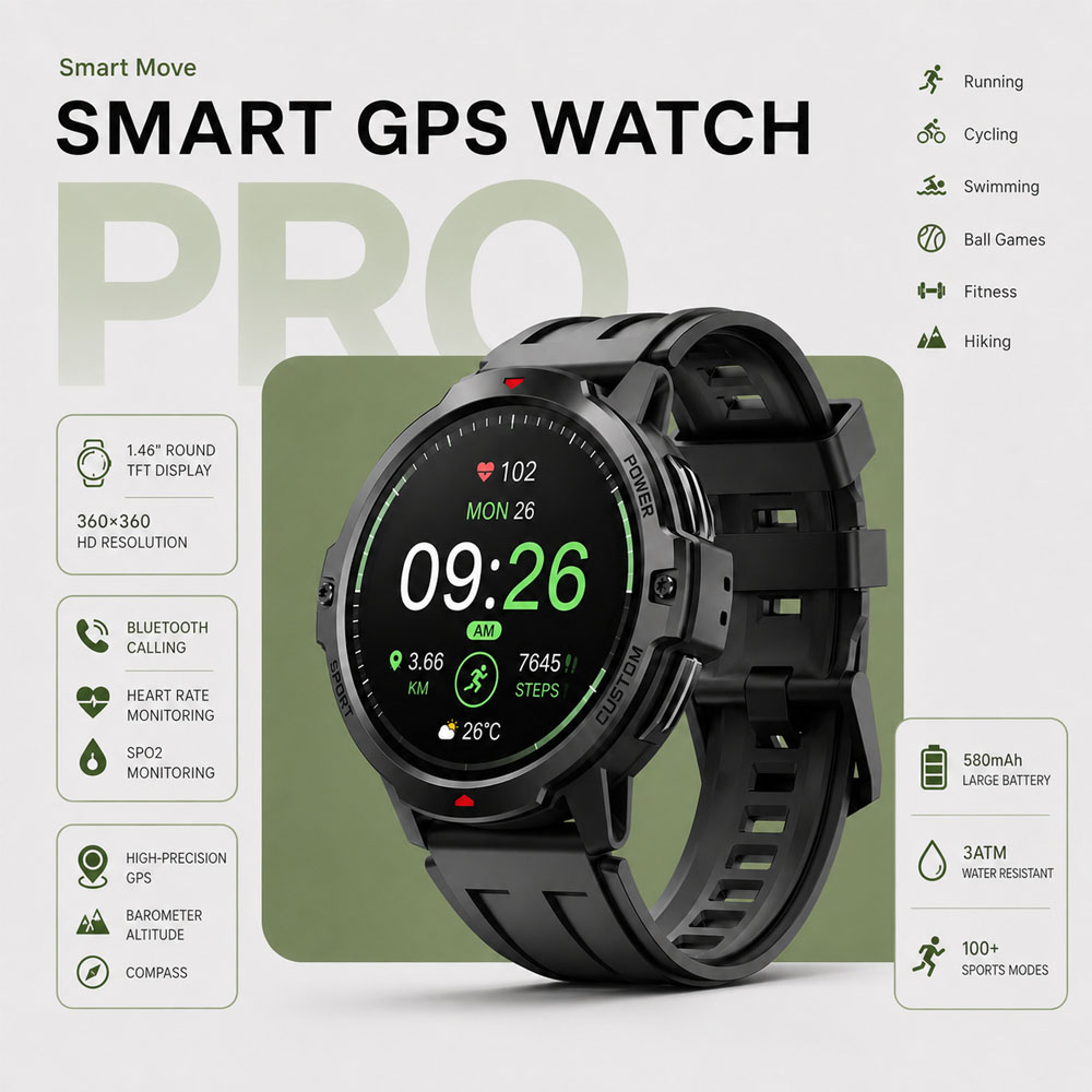 NOVO Smartwatch Militar GPS de - Smartwatch Timex Watches For Men avaliação e preço
