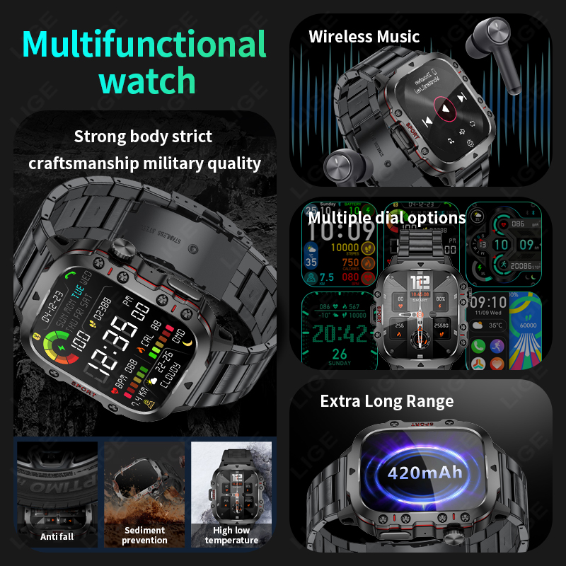 2026 robusto militar de fitnes - Smartwatch Rugged Watches For Men avaliação e preço