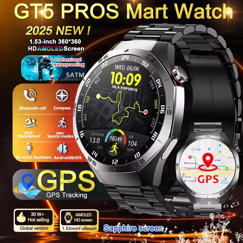 Relógio inteligente gps redond - Smartwatch Watches Best Gift For Men avaliação e preço