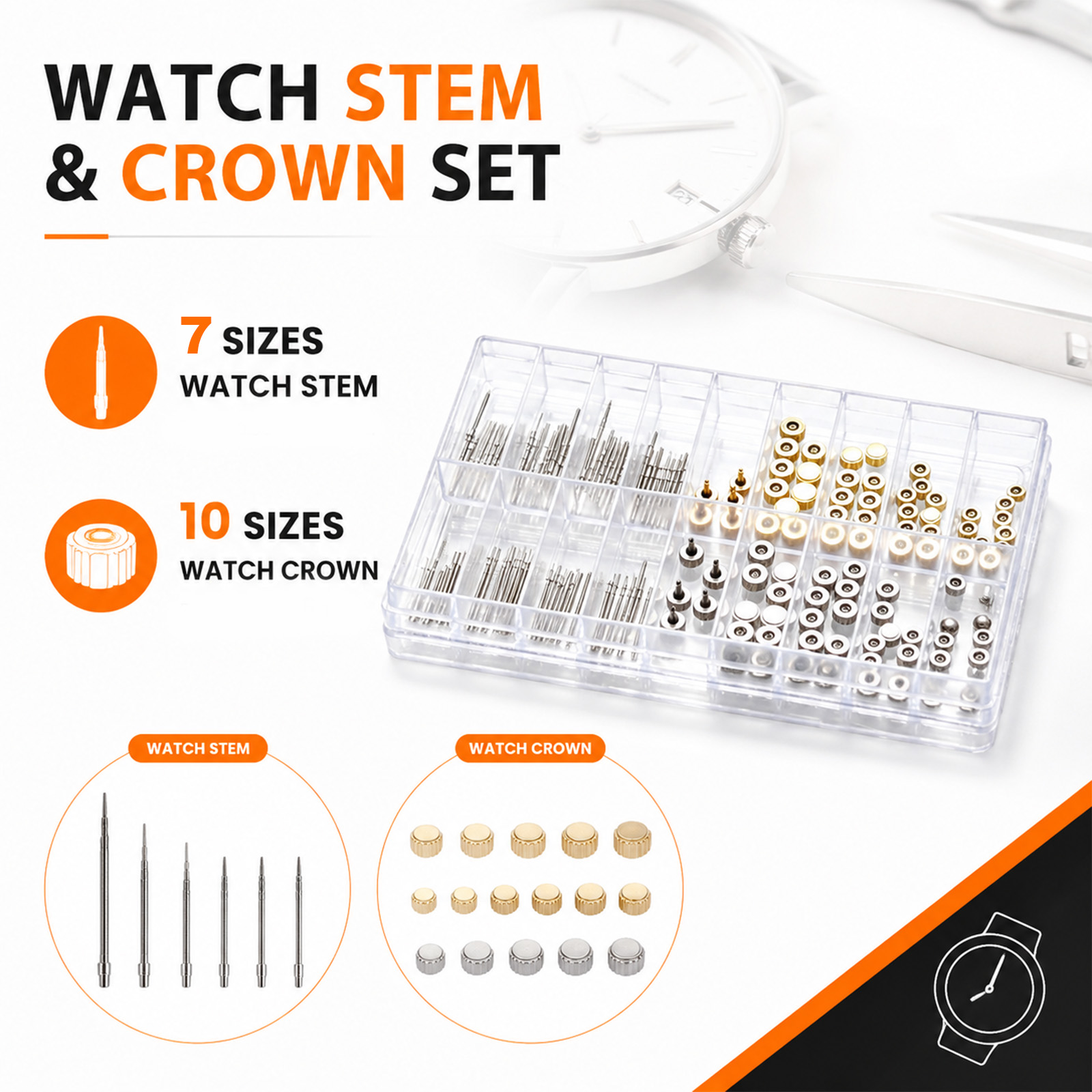 Conjunto de 170 peças de caixa - Watch Crown Stem avaliação e preço