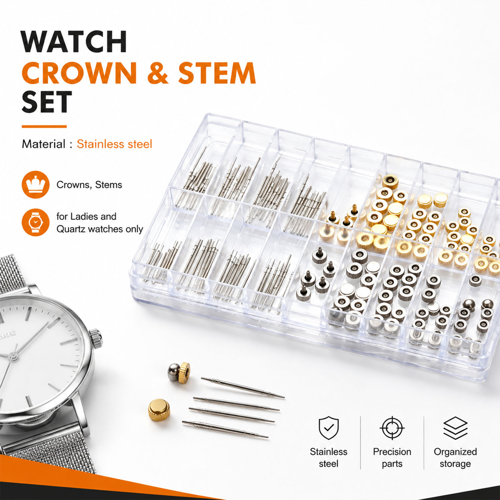 Conjunto de 170 peças de caixa - Watch Crown Stem avaliação e preço