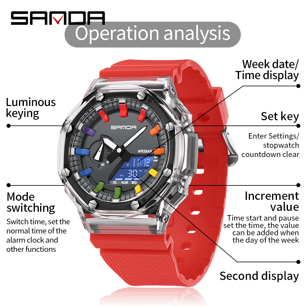 Sanda 3341digital led relógio  - Smartwatch Army Watches For Men avaliação e preço